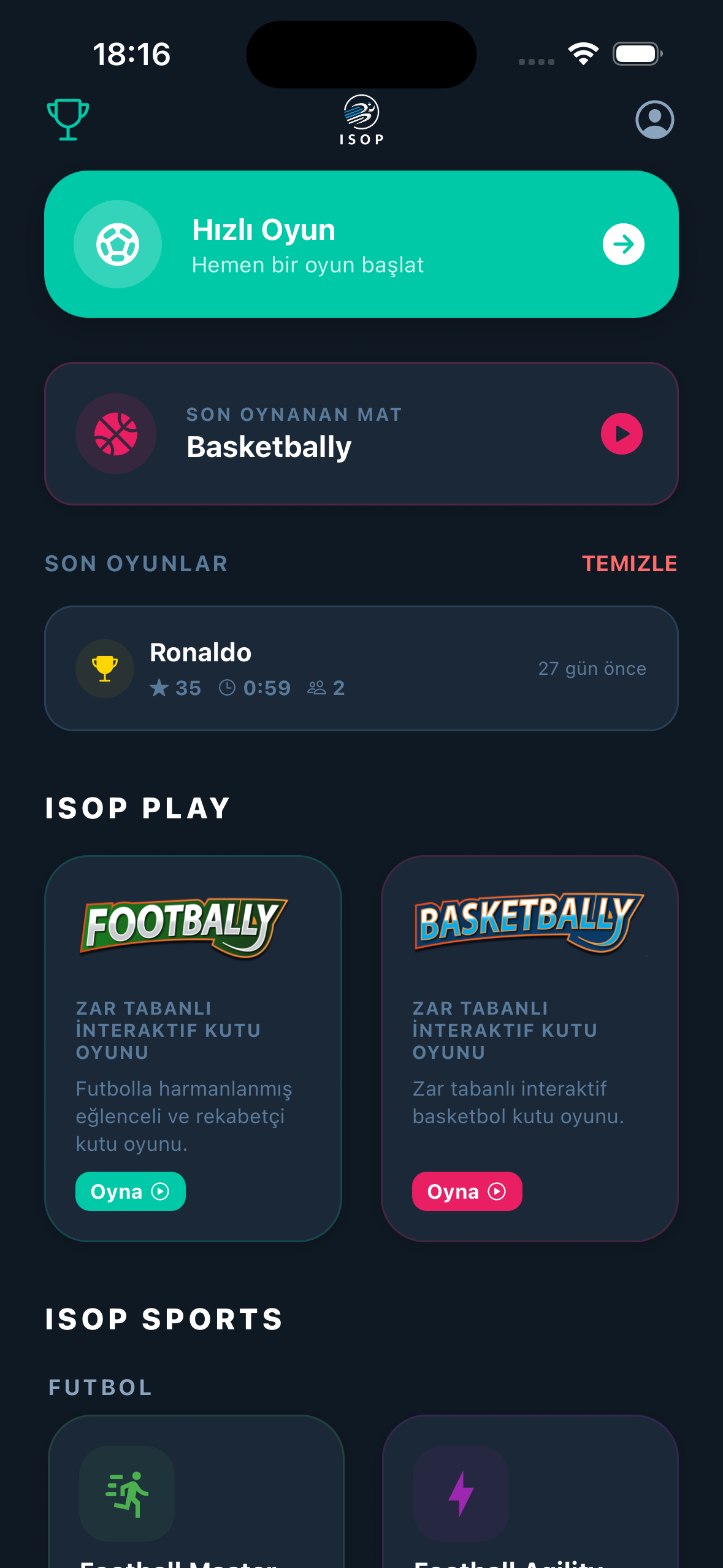 ISOP App Home Screen